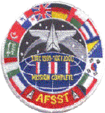 AFSST 76th Space Operations patch showing a winged triangular craft with orbital ring and two smaller delta craft
