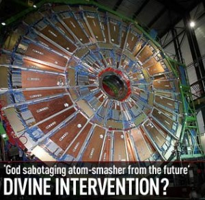 Interior view of the Large Hadron Collider tunnel showing the particle accelerator beam pipe