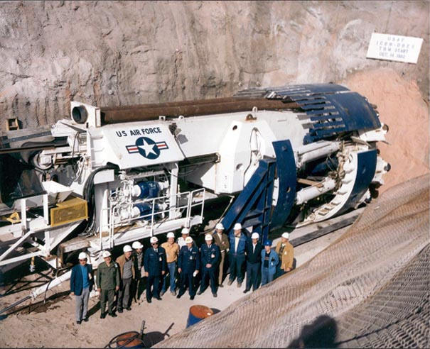 Photograph allegedly showing a tunnel boring machine used in underground military construction