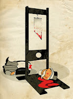 Illustration depicting banking executives departing from financial institutions en masse