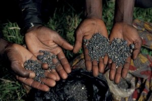 Raw coltan mineral ore mined in the Democratic Republic of Congo