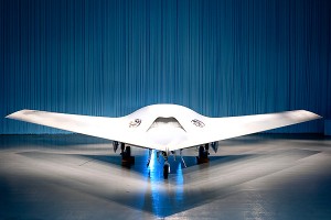 Boeing Phantom Ray unmanned stealth aircraft on runway