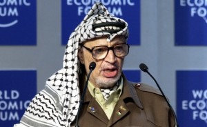 Yasser Arafat speaking at the World Economic Forum on peacebuilding