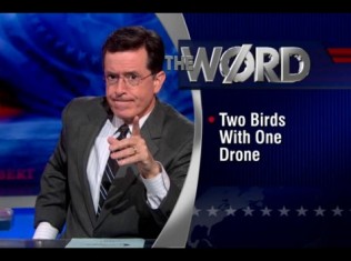 Colbert’s The Word – Two Birds With One Drone