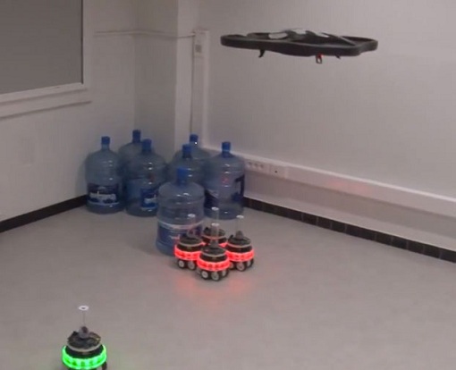 Watch A Swarm Of Robots Team Up With Flying Drones To Solve Real-World Problems