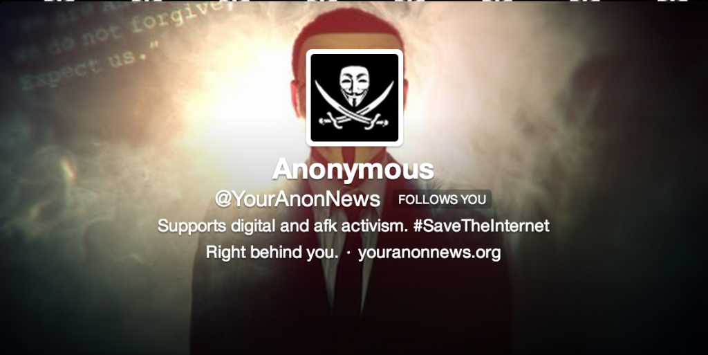 Screenshots of the YourAnonNews Twitter account during the 2014 internal power struggle