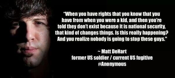 Matt DeHart case graphic showing the intersection of military service, Anonymous hacktivism, and asylum