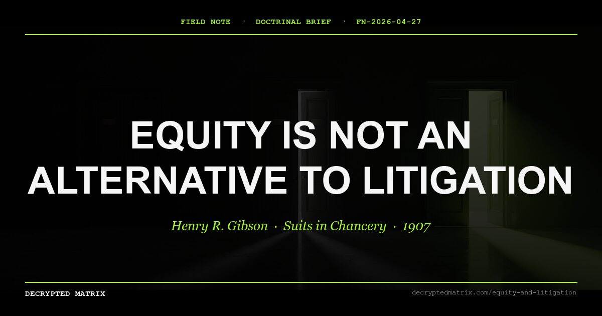 Equity Is Not An Alternative To Litigation — A Field Note · Decrypted ...